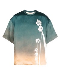 mintgrünes bedrucktes T-Shirt mit einem Rundhalsausschnitt von Jil Sander