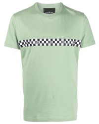 mintgrünes bedrucktes T-Shirt mit einem Rundhalsausschnitt von John Richmond