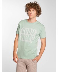mintgrünes bedrucktes T-Shirt mit einem Rundhalsausschnitt von Just Rhyse