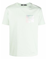 mintgrünes bedrucktes T-Shirt mit einem Rundhalsausschnitt von Karl Lagerfeld