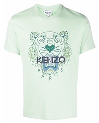mintgrünes bedrucktes T-Shirt mit einem Rundhalsausschnitt von Kenzo