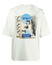 mintgrünes bedrucktes T-Shirt mit einem Rundhalsausschnitt von Lanvin