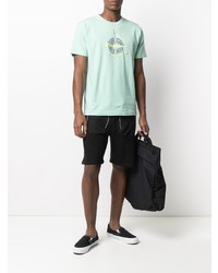 mintgrünes bedrucktes T-Shirt mit einem Rundhalsausschnitt von Stone Island