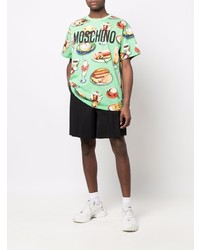 mintgrünes bedrucktes T-Shirt mit einem Rundhalsausschnitt von Moschino