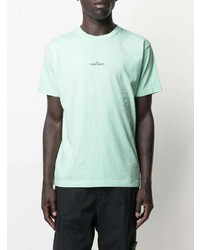 mintgrünes bedrucktes T-Shirt mit einem Rundhalsausschnitt von Stone Island