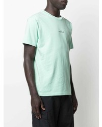 mintgrünes bedrucktes T-Shirt mit einem Rundhalsausschnitt von Stone Island