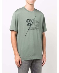 mintgrünes bedrucktes T-Shirt mit einem Rundhalsausschnitt von Z Zegna