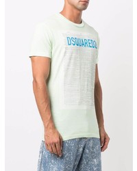 mintgrünes bedrucktes T-Shirt mit einem Rundhalsausschnitt von DSQUARED2