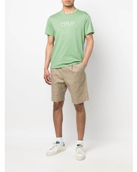 mintgrünes bedrucktes T-Shirt mit einem Rundhalsausschnitt von Polo Ralph Lauren