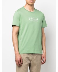 mintgrünes bedrucktes T-Shirt mit einem Rundhalsausschnitt von Polo Ralph Lauren