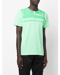 mintgrünes bedrucktes T-Shirt mit einem Rundhalsausschnitt von Stone Island