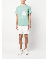 mintgrünes bedrucktes T-Shirt mit einem Rundhalsausschnitt von Polo Ralph Lauren