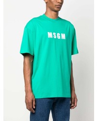 mintgrünes bedrucktes T-Shirt mit einem Rundhalsausschnitt von MSGM