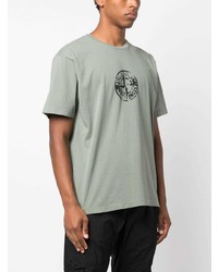 mintgrünes bedrucktes T-Shirt mit einem Rundhalsausschnitt von Stone Island