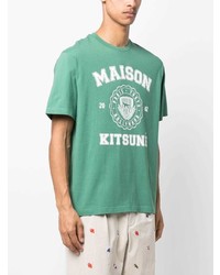 mintgrünes bedrucktes T-Shirt mit einem Rundhalsausschnitt von MAISON KITSUNÉ