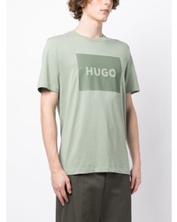 mintgrünes bedrucktes T-Shirt mit einem Rundhalsausschnitt von Hugo