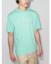 mintgrünes bedrucktes T-Shirt mit einem Rundhalsausschnitt von Stone Island