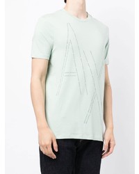 mintgrünes bedrucktes T-Shirt mit einem Rundhalsausschnitt von Armani Exchange