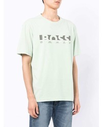 mintgrünes bedrucktes T-Shirt mit einem Rundhalsausschnitt von BOSS