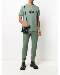 mintgrünes bedrucktes T-Shirt mit einem Rundhalsausschnitt von Stone Island