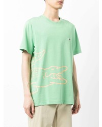 mintgrünes bedrucktes T-Shirt mit einem Rundhalsausschnitt von Lacoste