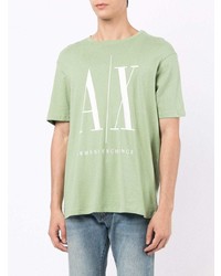 mintgrünes bedrucktes T-Shirt mit einem Rundhalsausschnitt von Armani Exchange