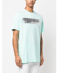 mintgrünes bedrucktes T-Shirt mit einem Rundhalsausschnitt von Plein Sport
