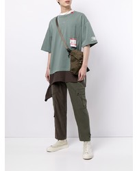 mintgrünes bedrucktes T-Shirt mit einem Rundhalsausschnitt von Maison Mihara Yasuhiro