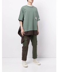 mintgrünes bedrucktes T-Shirt mit einem Rundhalsausschnitt von Maison Mihara Yasuhiro