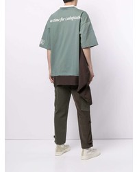 mintgrünes bedrucktes T-Shirt mit einem Rundhalsausschnitt von Maison Mihara Yasuhiro