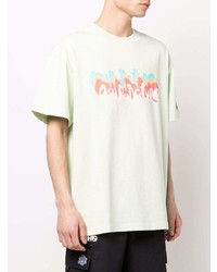 mintgrünes bedrucktes T-Shirt mit einem Rundhalsausschnitt von ACUPUNCTURE 1993