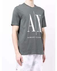 mintgrünes bedrucktes T-Shirt mit einem Rundhalsausschnitt von Armani Exchange