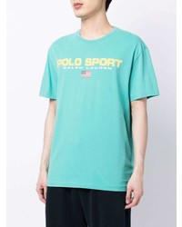 mintgrünes bedrucktes T-Shirt mit einem Rundhalsausschnitt von Ralph Lauren Collection