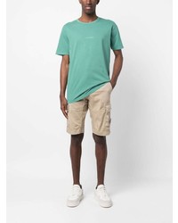 mintgrünes bedrucktes T-Shirt mit einem Rundhalsausschnitt von C.P. Company