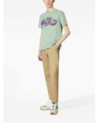 mintgrünes bedrucktes T-Shirt mit einem Rundhalsausschnitt von Valentino Garavani