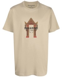 mintgrünes bedrucktes T-Shirt mit einem Rundhalsausschnitt von Maharishi