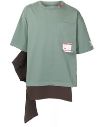 mintgrünes bedrucktes T-Shirt mit einem Rundhalsausschnitt von Maison Mihara Yasuhiro