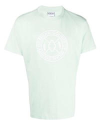 mintgrünes bedrucktes T-Shirt mit einem Rundhalsausschnitt von Marcelo Burlon County of Milan