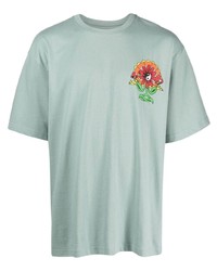 mintgrünes bedrucktes T-Shirt mit einem Rundhalsausschnitt von MARKET