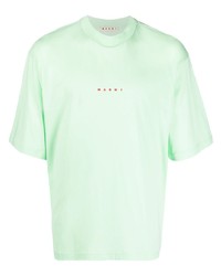 mintgrünes bedrucktes T-Shirt mit einem Rundhalsausschnitt von Marni