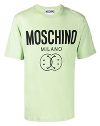 mintgrünes bedrucktes T-Shirt mit einem Rundhalsausschnitt von Moschino