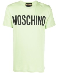 mintgrünes bedrucktes T-Shirt mit einem Rundhalsausschnitt von Moschino