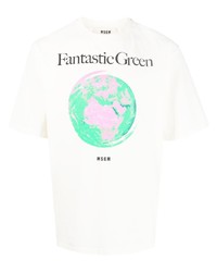 mintgrünes bedrucktes T-Shirt mit einem Rundhalsausschnitt von MSGM