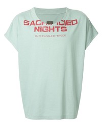 mintgrünes bedrucktes T-Shirt mit einem Rundhalsausschnitt von Necessity Sense