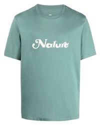 mintgrünes bedrucktes T-Shirt mit einem Rundhalsausschnitt von Oamc