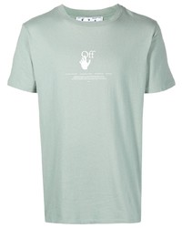 mintgrünes bedrucktes T-Shirt mit einem Rundhalsausschnitt von Off-White