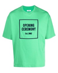 mintgrünes bedrucktes T-Shirt mit einem Rundhalsausschnitt von Opening Ceremony