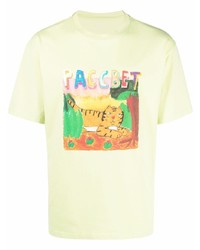 mintgrünes bedrucktes T-Shirt mit einem Rundhalsausschnitt von PACCBET