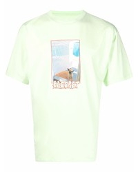 mintgrünes bedrucktes T-Shirt mit einem Rundhalsausschnitt von PACCBET