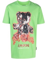 mintgrünes bedrucktes T-Shirt mit einem Rundhalsausschnitt von Philipp Plein